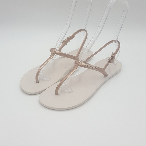 New Havaianas bronze cream t-strap thong sandals Size 11-11.5 - Picture 2 of 10